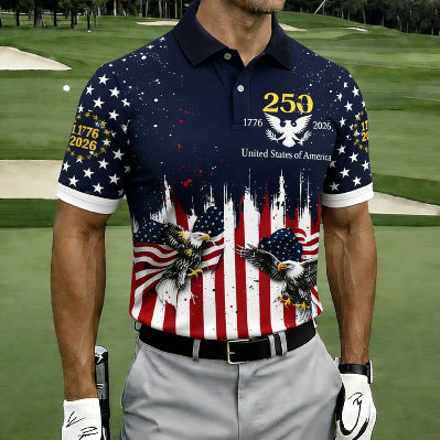 USA 250th Men's short-sleeved polo shirt ZM7011 - BundleWear