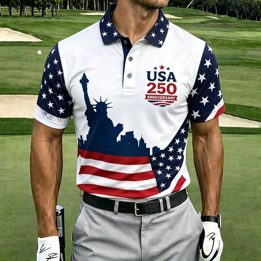 USA 250th Men's short-sleeved polo shirt ZM7022 - BundleWear