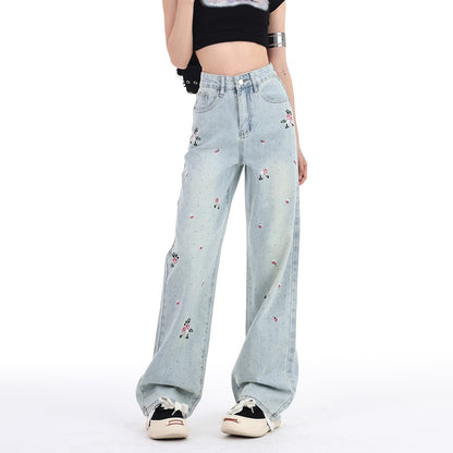 Embroidered diamond jeans