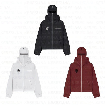 Ninja mask double hooded hooded sweatshirt with unique design
