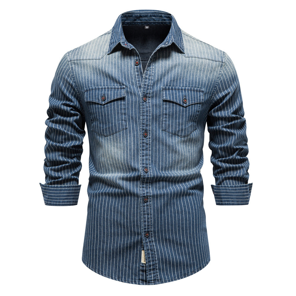 AIOPESON Denim Shirt 6015 - BundleWear