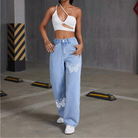 Rhinestone Butterfly Jeans