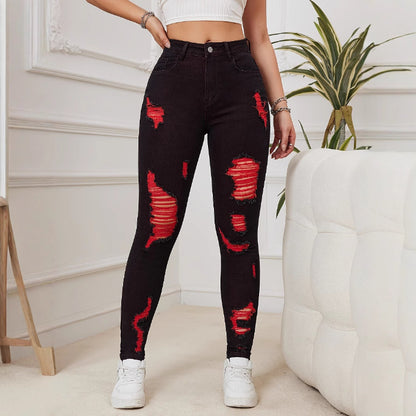 Colored ripped jeans