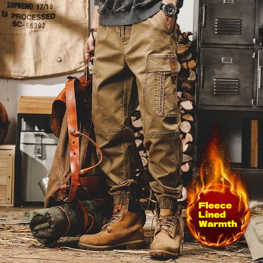 Men's workwear multi-pocket trousers, trendy loose casual functional cuffed trousers