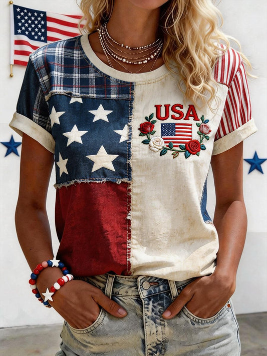 Women's Casual 250th Anniversary Fashion V-neck Short-sleeved T-shirt - BundleWear