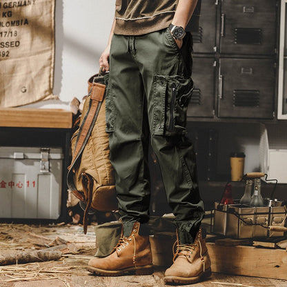 Men's workwear multi-pocket trousers, trendy loose casual functional cuffed trousers