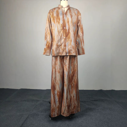 Silk Road QFX3338 European and American cross-border women's clothing 2026 African new sweet printed large swing long skirt buttoned long-sleeved round neck dress - BundleWear