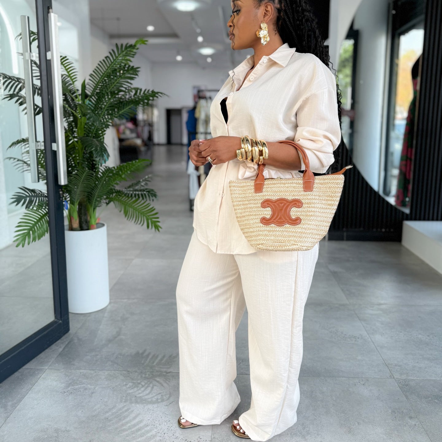 Silk Road QFX3186 Women's clothing 2026 African new comfortable casual long pants lace-up long-sleeved cardigan top two-piece set elegant commute - BundleWear