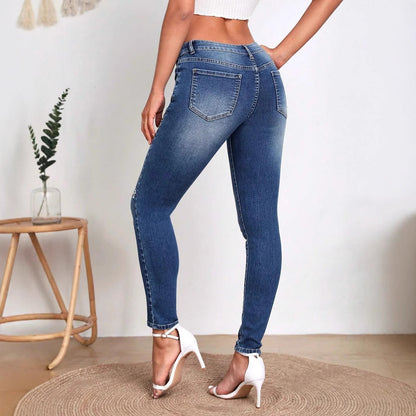 Flowerpot embroidered jeans