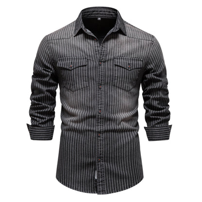 AIOPESON Denim Shirt 6015 - BundleWear