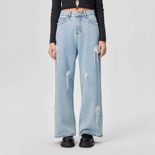 Denim trousers with 3D decoration - MATCHING MASTER