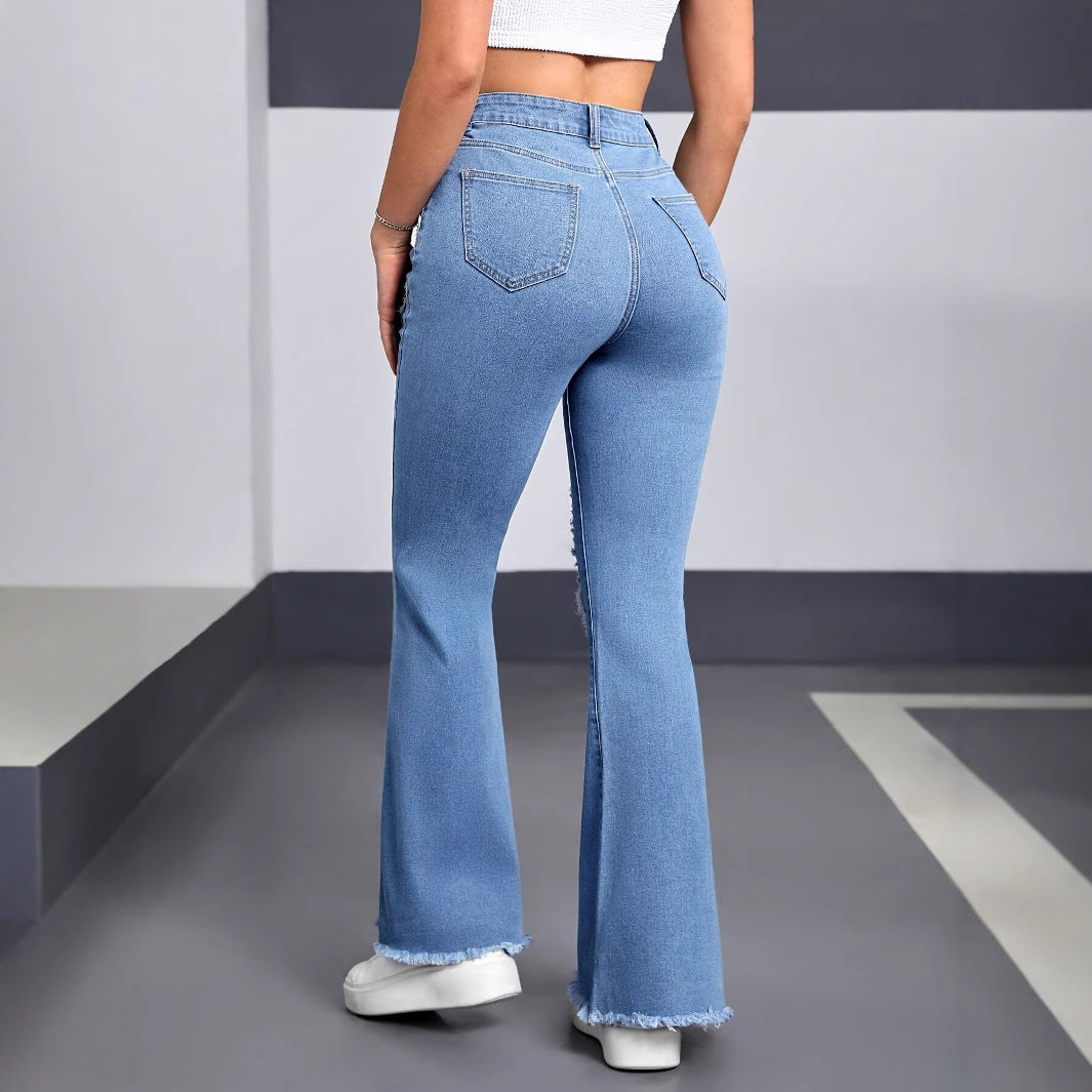 Heart pattern ripped jeans