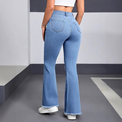 Heart pattern ripped jeans
