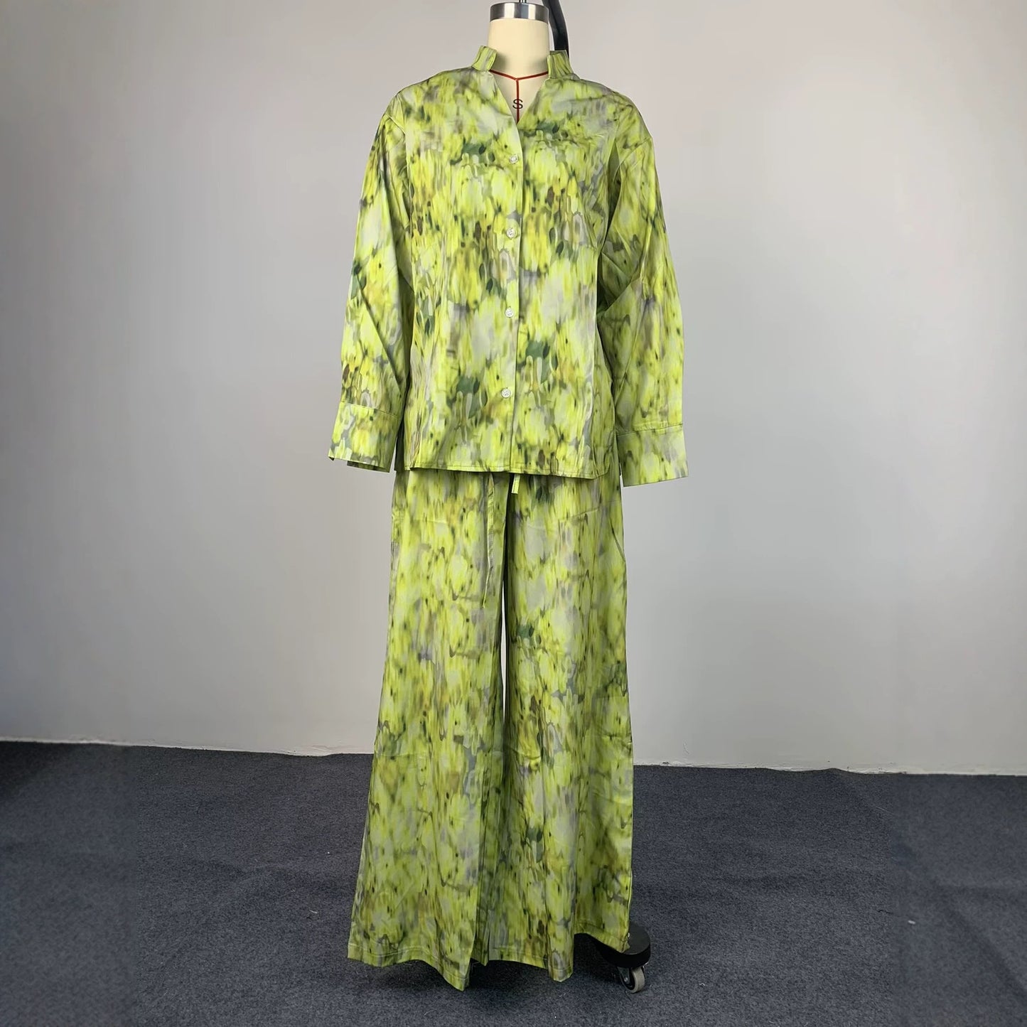 Silk Road QFX3338 European and American cross-border women's clothing 2026 African new sweet printed large swing long skirt buttoned long-sleeved round neck dress - BundleWear
