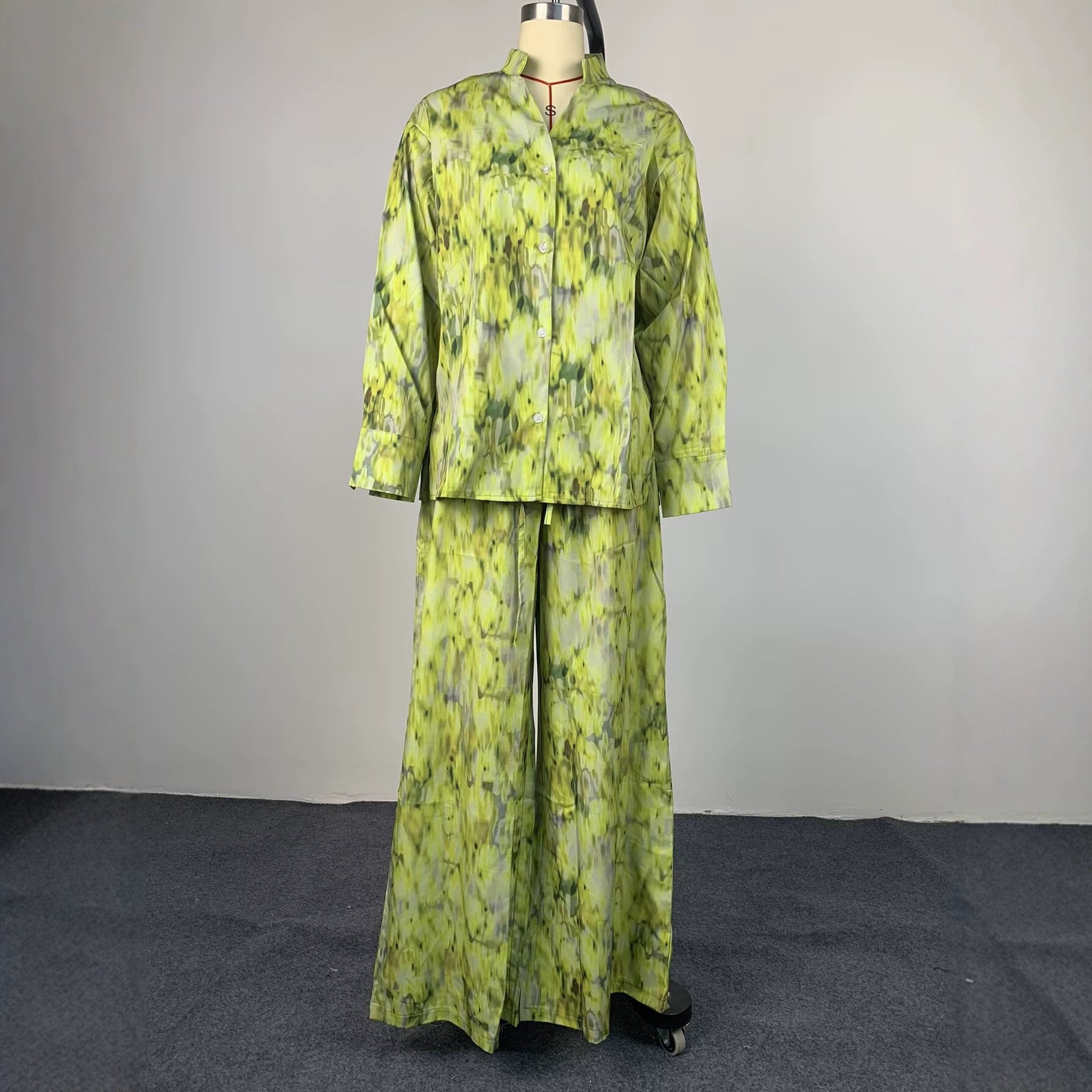 Silk Road QFX3338 European and American cross-border women's clothing 2026 African new sweet printed large swing long skirt buttoned long-sleeved round neck dress - BundleWear
