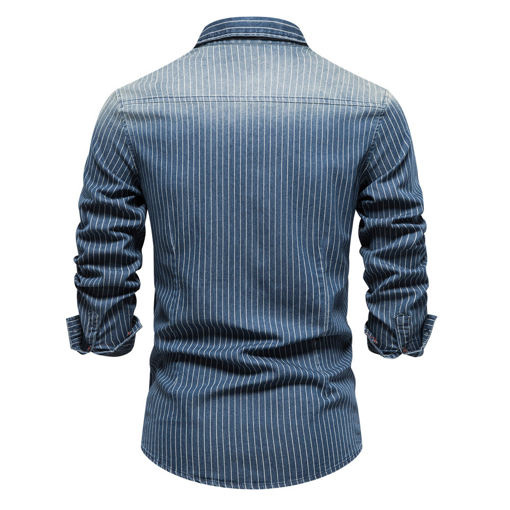 AIOPESON Denim Shirt 6015 - BundleWear