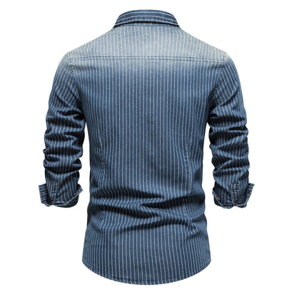 AIOPESON Denim Shirt 6015 - BundleWear