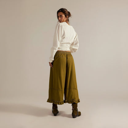 Ruffle Hem Wide Leg Jeans