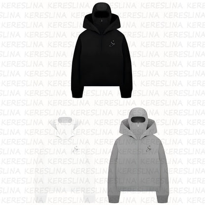 Ninja mask double hooded hooded sweatshirt with unique design