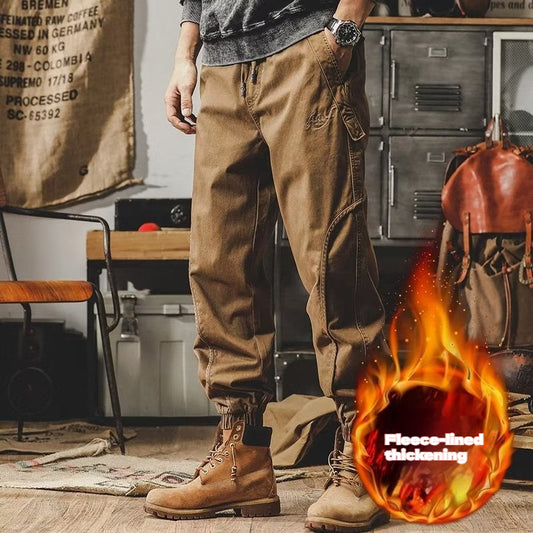 Men's workwear multi-pocket trousers, trendy loose casual functional cuffed trousers