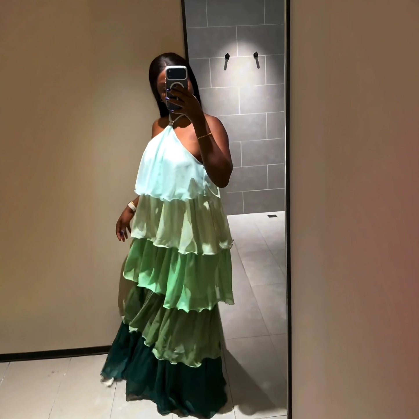 Silk Road QFX3405 2026 African New Fashion Fresh & Sweet Sleeveless Halter Dress Long Skirt - BundleWear