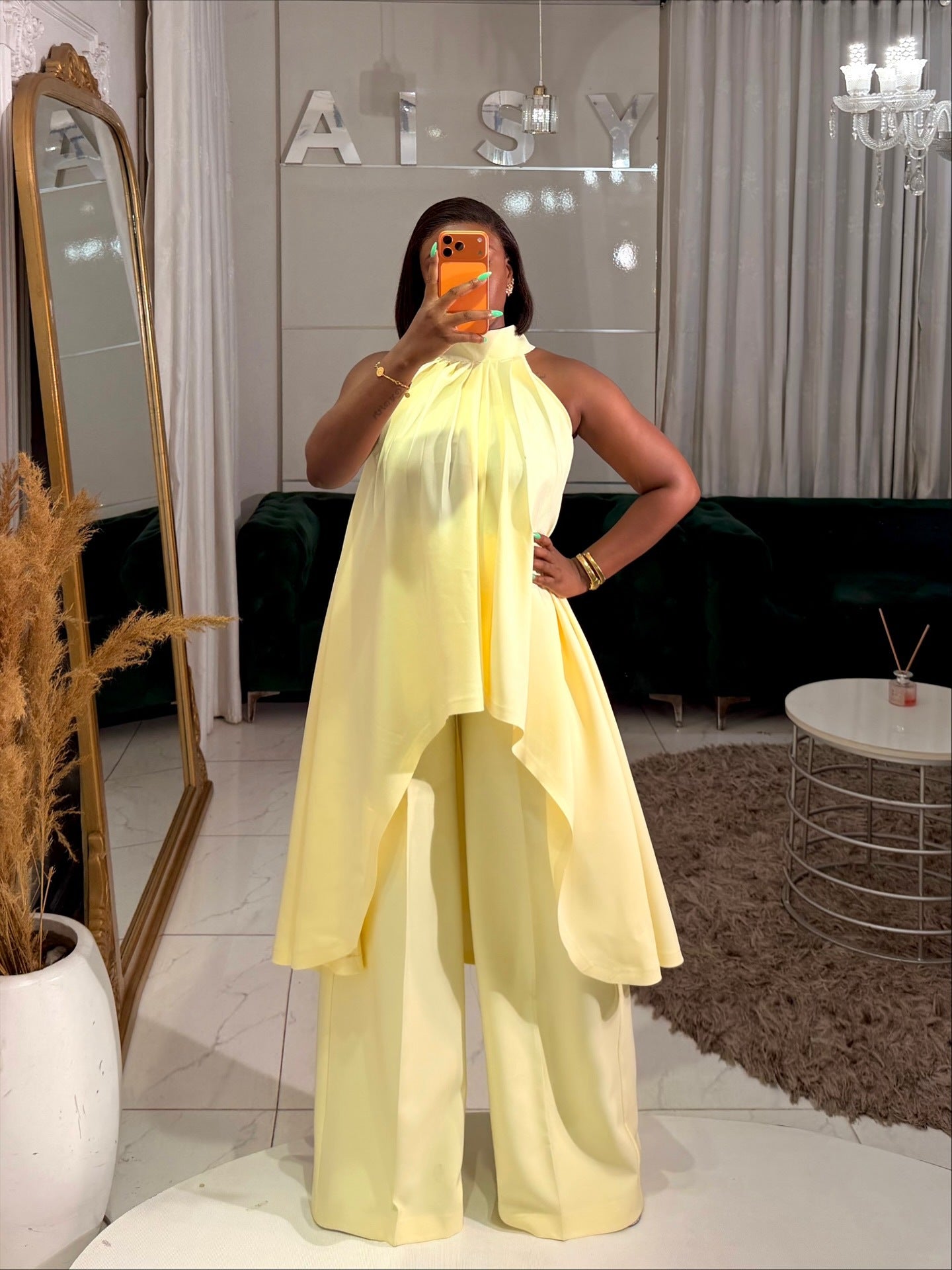 Silk Road QFX1225 European and American cross-border women's clothing 2026 African Amazon new casual straight pants sleeveless round neck top two-piece set - BundleWear
