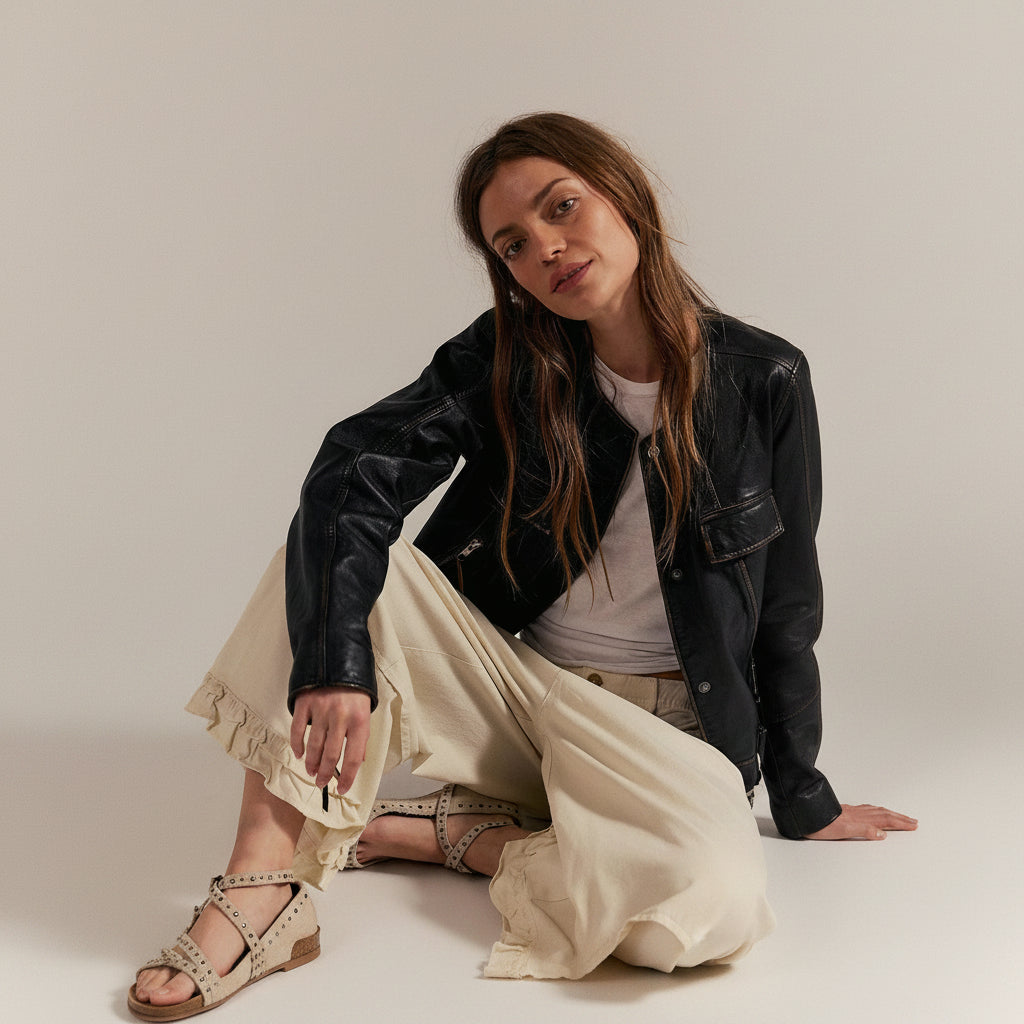 Ruffle Hem Wide Leg Jeans