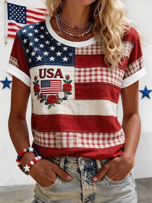 Women's Casual 250th Anniversary Fashion V-neck Short-sleeved T-shirt - BundleWear