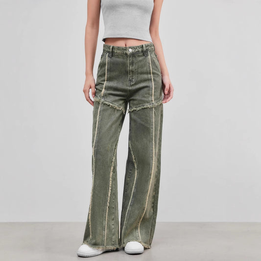 Raw edge panelled jeans