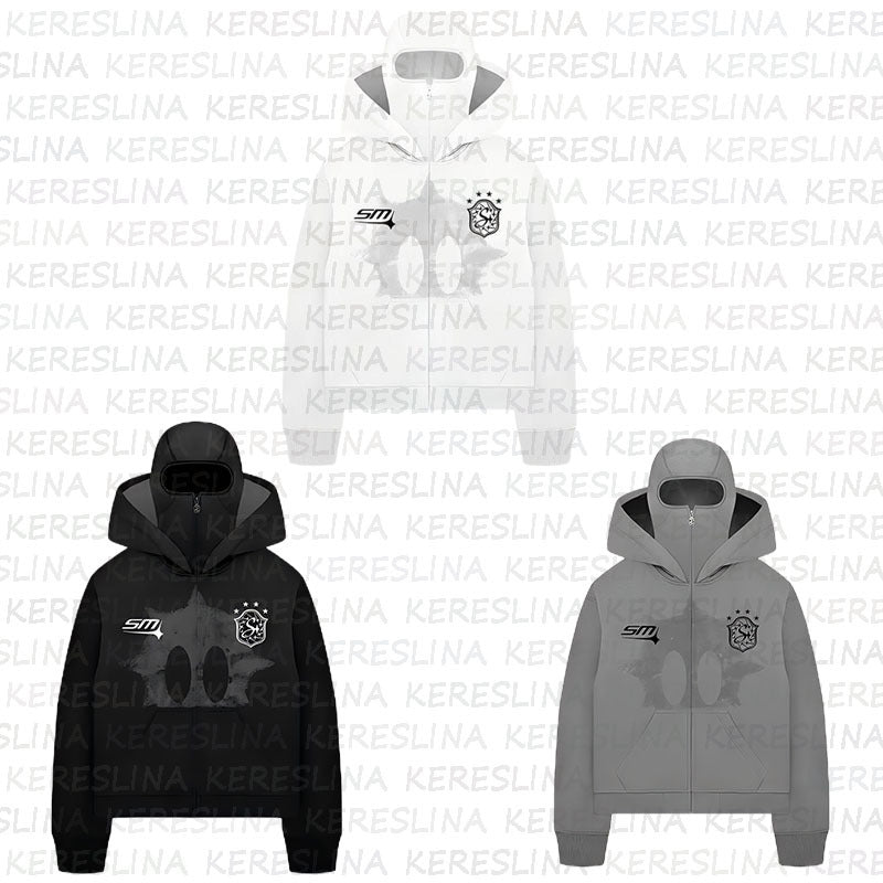 Ninja mask double hooded unique design hooded sweatshirt