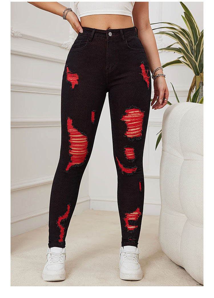 Colored ripped jeans