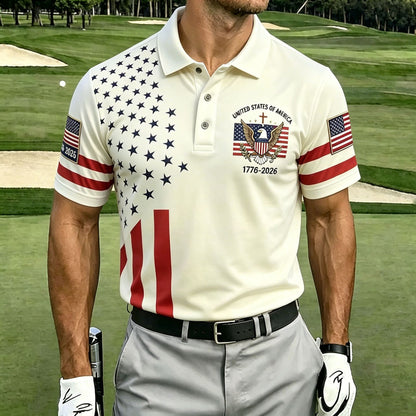 USA 250th Men's short-sleeved polo shirt ZM7014 - BundleWear