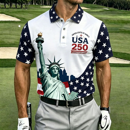 USA 250th Men's short-sleeved polo shirt ZM7025 - BundleWear