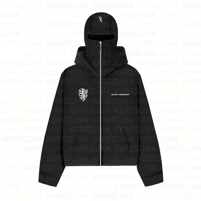 Ninja mask double hooded hooded sweatshirt with unique design