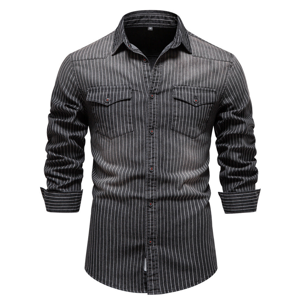 AIOPESON Denim Shirt 6015 - BundleWear