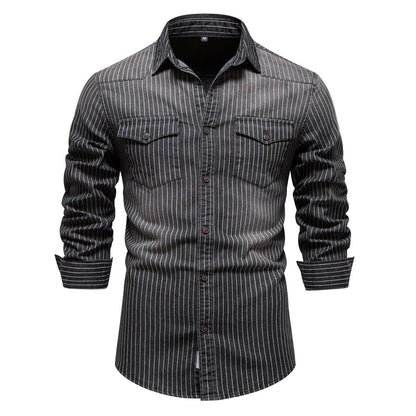 AIOPESON Denim Shirt 6015 - BundleWear