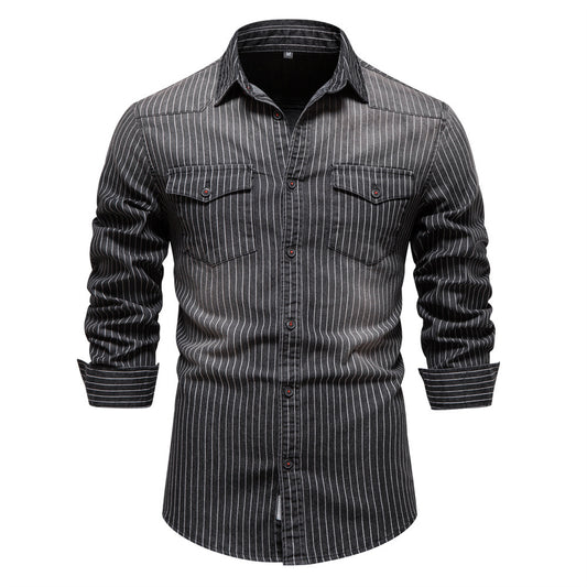 AIOPESON Denim Shirt 6015 - BundleWear