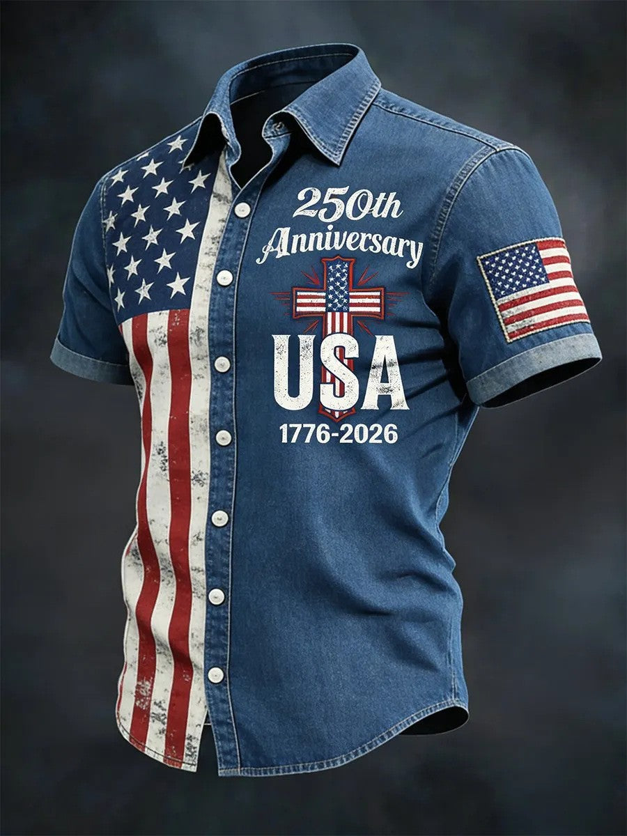 USA 250th Men's Short-Sleeve Shirt CS2615 - BundleWear