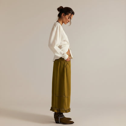 Ruffle Hem Wide Leg Jeans