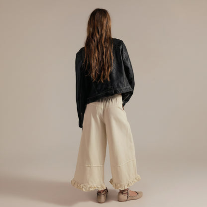 Ruffle Hem Wide Leg Jeans