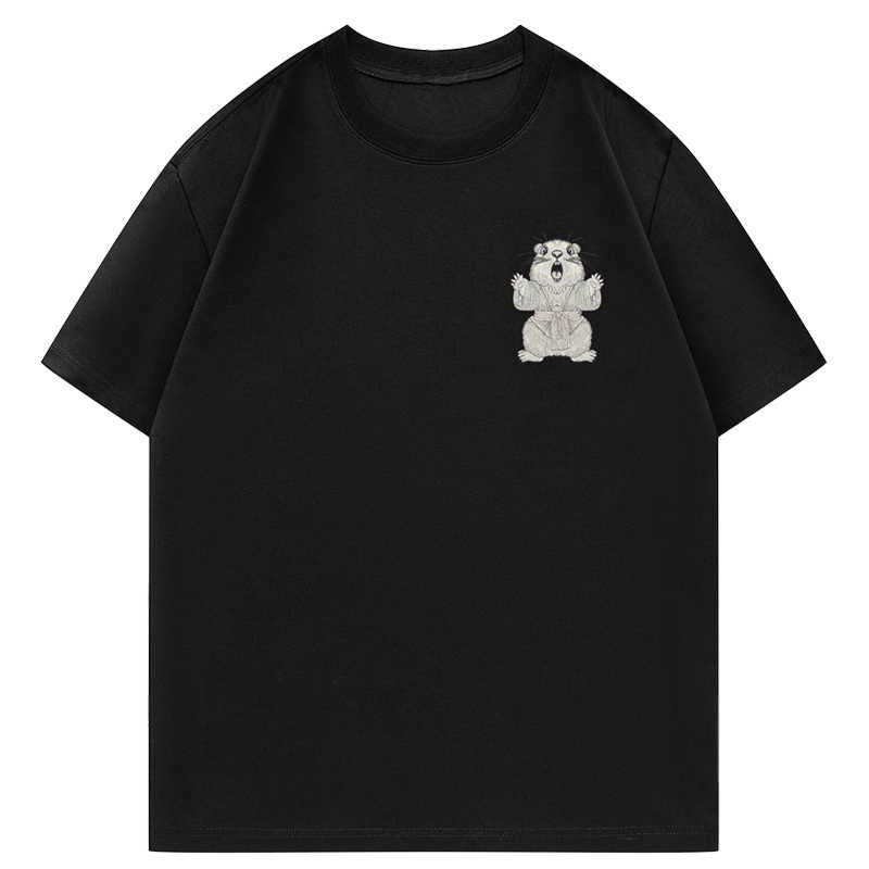 Light-sensitive color-changing embroidered marmot letter crew neck short-sleeved shirt - MATCHING MASTER