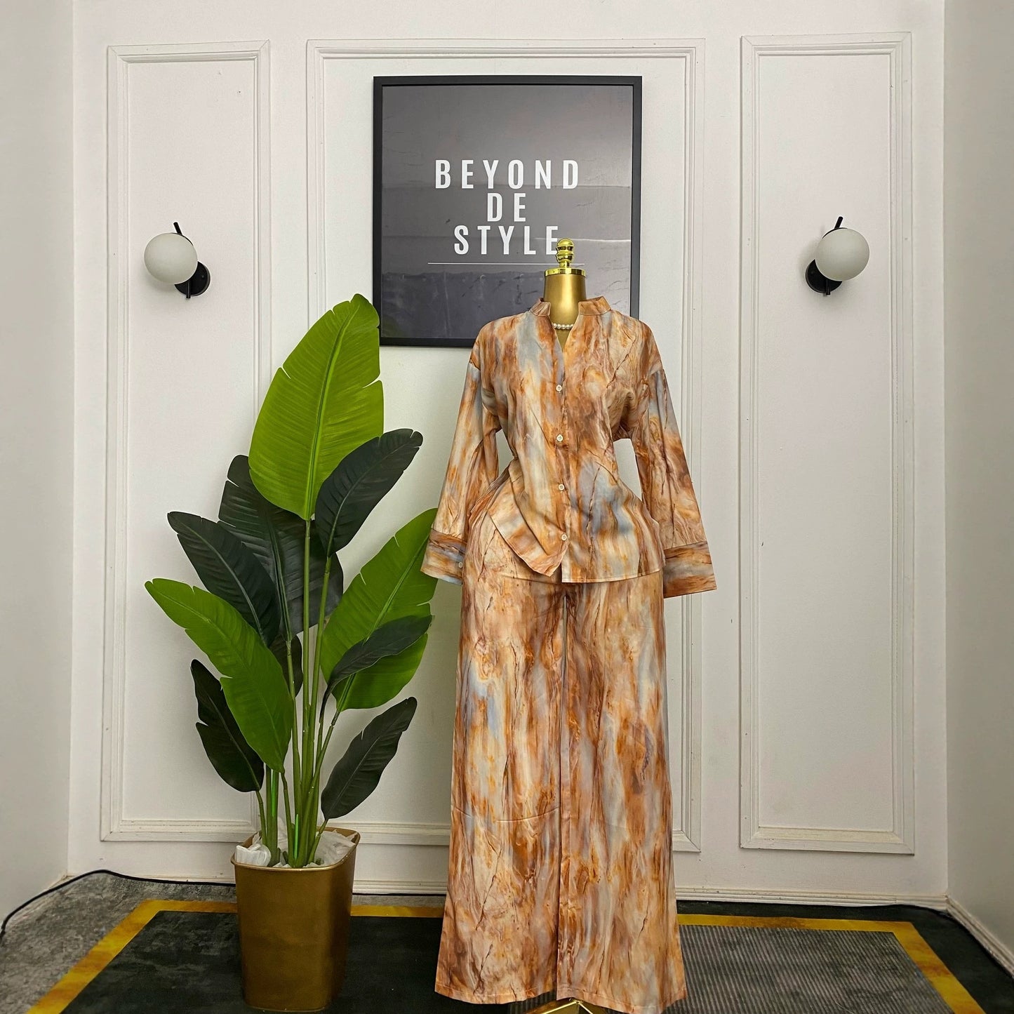 Silk Road QFX3338 European and American cross-border women's clothing 2026 African new sweet printed large swing long skirt buttoned long-sleeved round neck dress - BundleWear