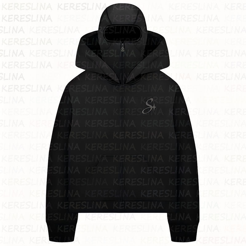 Ninja mask double hooded hooded sweatshirt with unique design
