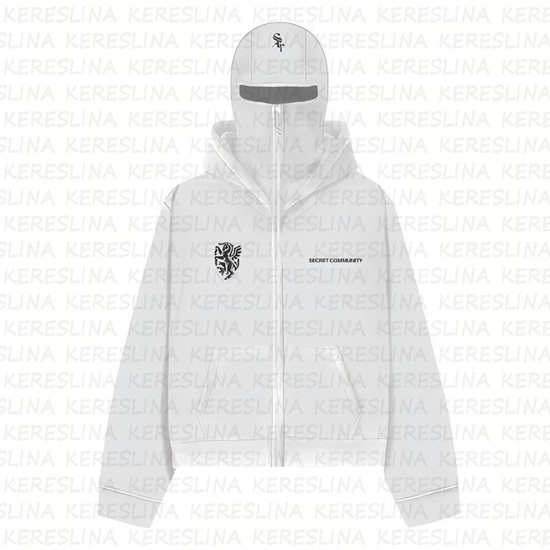 Ninja mask double hooded hooded sweatshirt with unique design