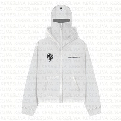 Ninja mask double hooded hooded sweatshirt with unique design