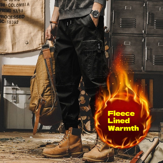 Men's workwear multi-pocket trousers, trendy loose casual functional cuffed trousers