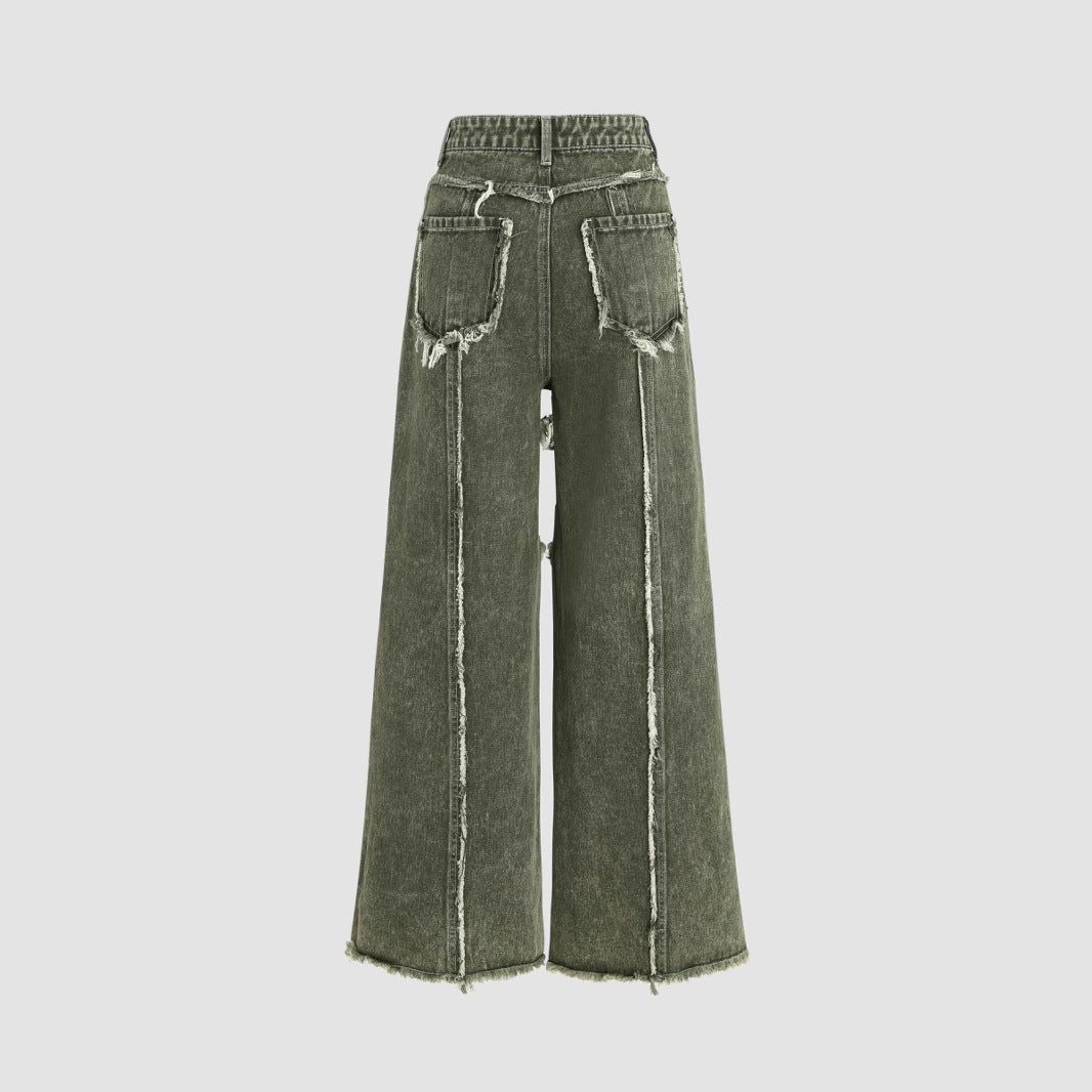 Raw edge panelled jeans