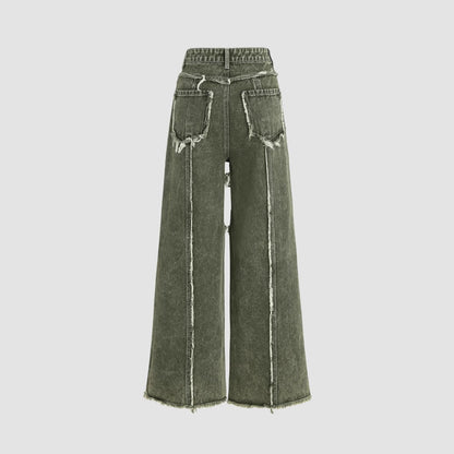 Raw edge panelled jeans
