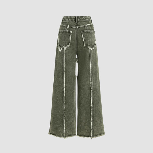 Raw edge panelled jeans