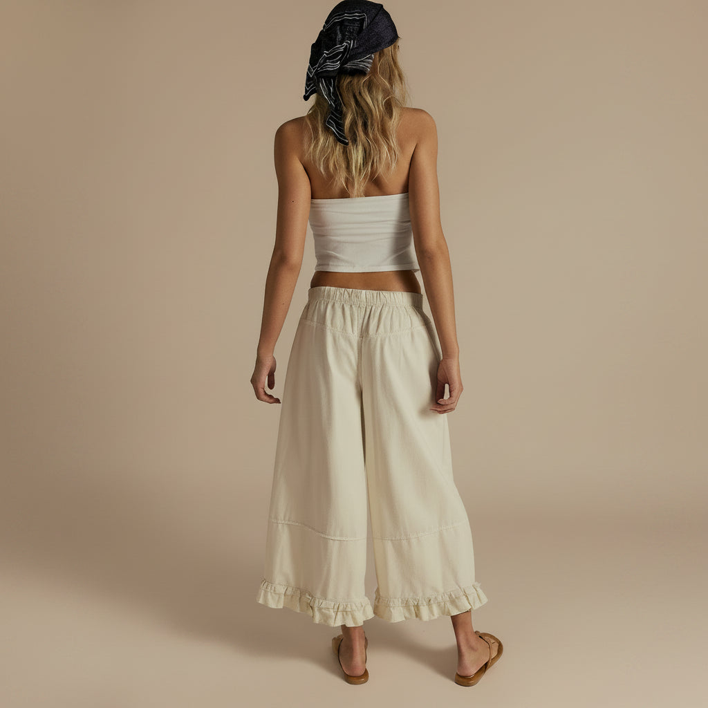 Ruffle Hem Wide Leg Jeans